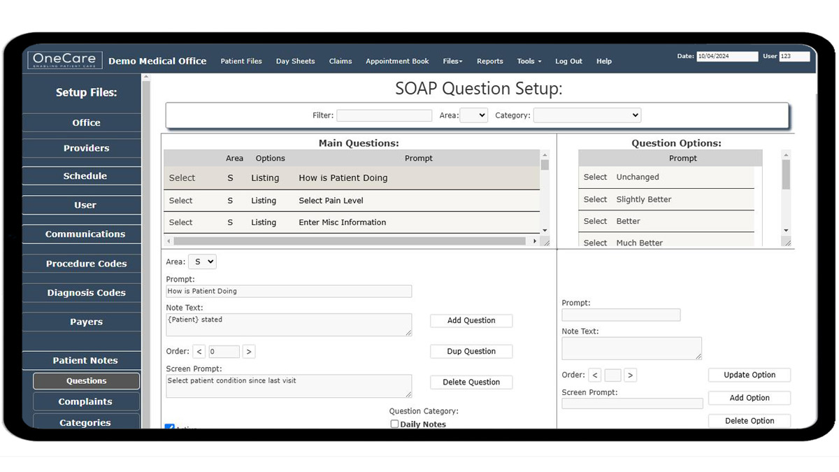 soapnotesquestionsetup